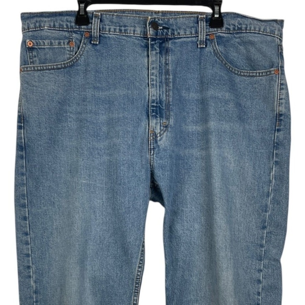 Levi's 505 Regular Fit Straight Jeans Mens 42x30 Stretch Light Wash‎ Denim